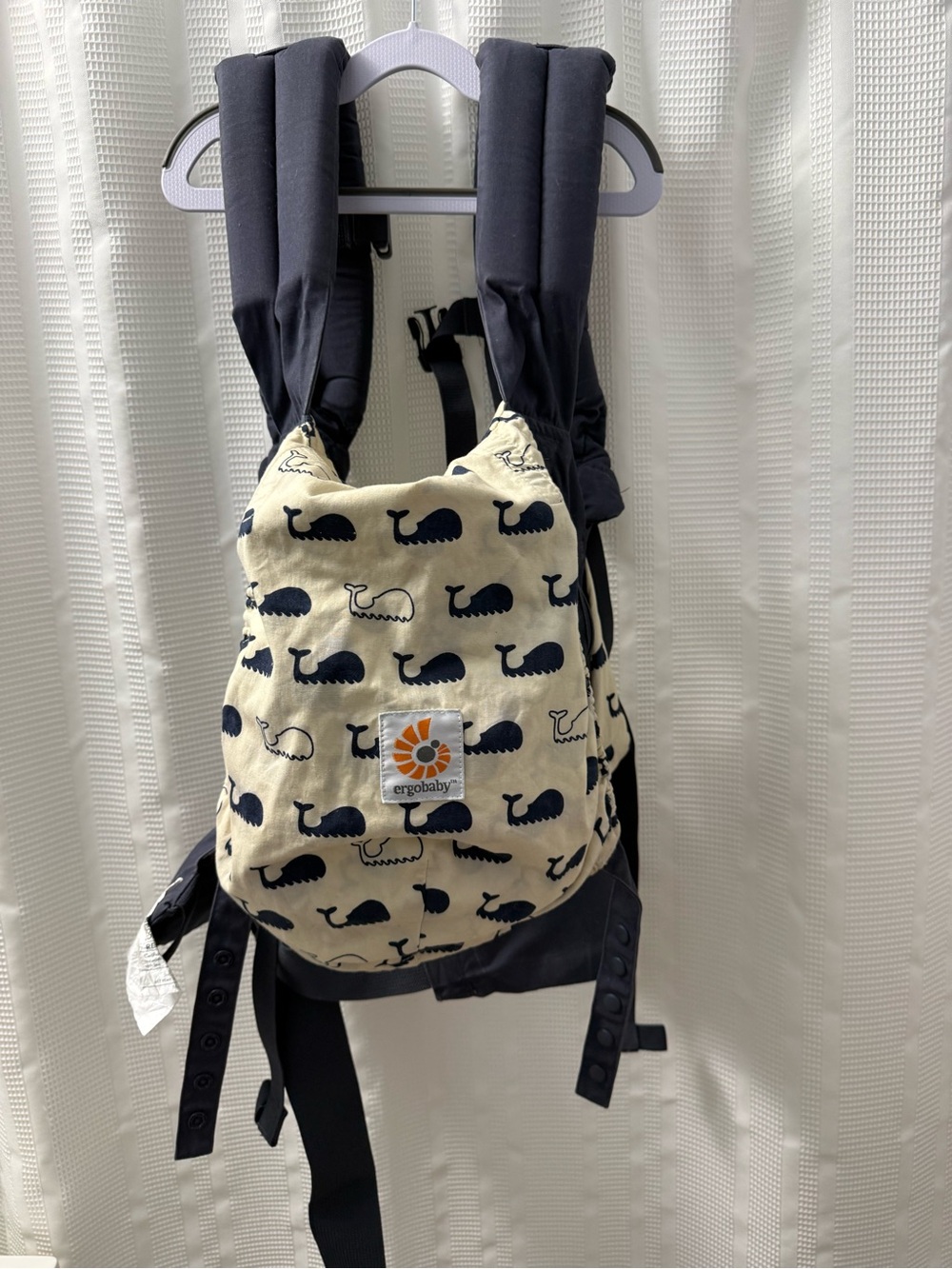 Ergobaby Cream Bib/Carrier Cover with Navy Whale Print